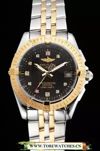 Breitling Colt Lady Black Dial Diamond Hour Marks Gold Bezel Stainless Steel Case Two Tone Bracelet En122892
