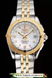 Breitling Colt Lady Pearl Dial Diamond Hour Marks Gold Bezel Stainless Steel Case Two Tone Bracelet En122893
