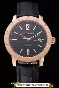 Bvlgari Novelties Black Dial Gold Case Black Leather Strap En121218