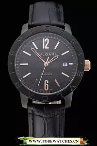 Bvlgari Novelties Black Dial Black Case Black Leather Strap En121219