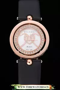 Bvlgari B.zero1 Gold Case Black Leather Bracelet En119220