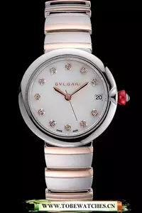 Bvlgari Lvcea White Dial Diamond Hour Markings Stainless Steel Case Two Tone Bracelet En121346