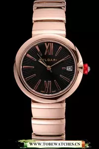 Bvlgari Lvcea Black Dial Rose Gold Numerals Rose Gold Case And Bracelet En121350