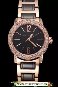 Bvlgari Bvlgari Black Dial Gold Case Diamond Bezel Two Tone Bracelet En121518