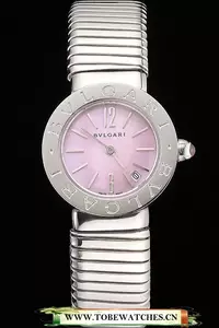 Bvlgari Bvlgari Light Pink Dial Stainless Steel Case And Tubogas Bracelet En122901
