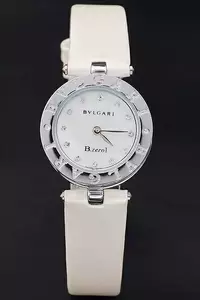 Bvlgari B.zero1 25mm White Dial Stainless Steel Case And Bezel Ivory Leather Bracelet En2871