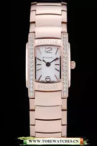 Bvlgari Assioma D 20mm White Dial Rose Gold Case With Diamonds Rose Gold Bracelet En72932