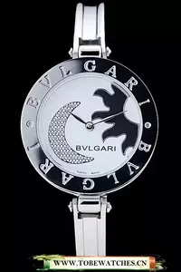 Bvlgari B.zero1 30mm White Sun And Moon Dial Steel Case Black Bezel Steel Bracelet En73152