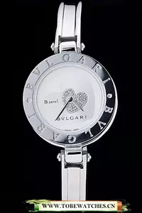 Bvlgari B.zero1 24mm White Heart Dial Steel Case Black Bezel Steel Bracelet En73282