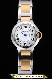 Cartier Ballon Bleu 30mm White Dial Stainless Steel Case Two Tone Bracelet En57549