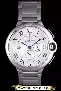 Cartier Ballon Bleu Chronograph White Dial Stainless Steel Case And Bracelet En58887