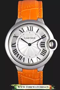 Cartier Ballon Bleu Silver Bezel With White Dial And Orange Leather Band En59640
