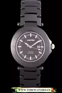 Cartier Pasha 34mm Black Dial Black Ceramic Case Rubber Bracelet En57545