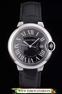 Cartier Ballon Bleu 38mm Black Dial Stainless Steel Case Black Leather Bracelet En59120