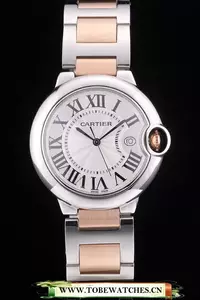 Cartier Ballon Bleu 38mm White Dial Stainless Steel Case Two Tone Rose Gold Bracelet En59124