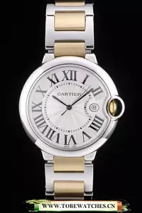 Cartier Ballon Bleu 42mm White Dial Stainless Steel Case Two Tone Gold Bracelet En59125