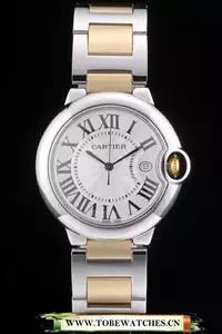 Cartier Ballon Bleu 38mm White Dial Stainless Steel Case Two Tone Gold Bracelet En59126