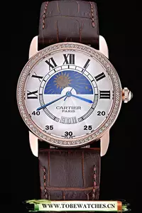 Cartier Moonphase Gold Diamond Case White Dial En60083