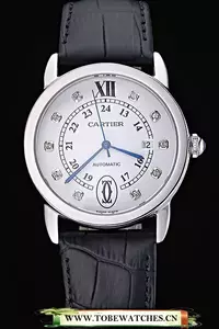 Cartier Ronde Louis Stainless Steel Case White Dial Diamond Numerals En60086