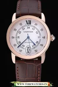 Cartier Ronde Louis Gold Case White Dial Diamond Numerals En60096