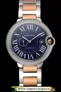 Cartier Ballon Bleu Diamond Case Blue Dial Two Tone Bracelet En60601