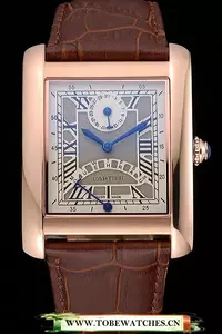Cartier Tank White Dial Rose Gold Case Brown Leather Strap En120738