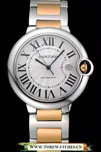 Cartier Ballon Bleu 42mm Silver Dial Stainless Steel Case Two Tone Gold Bracelet En120851