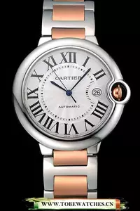 Cartier Ballon Bleu 42mm Silver Dial Stainless Steel Case Two Tone Rose Gold Bracelet En120852