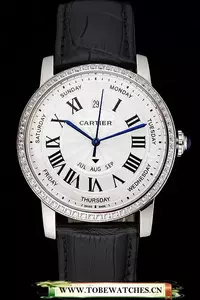 Cartier Ballon Bleu Gmt Silver Dial Rose Gold Case Brown Leather Strap En122734