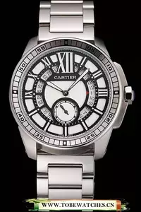 Cartier Calibre De Cartier Small Seconds Black And White Dial Stainless Steel Case And Bracelet En122914