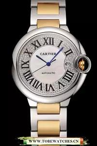Cartier Ballon Bleu 46 Mm Diamond Dial Gold And Staineless Steel Bracelet En124507