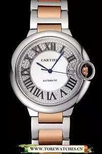Cartier Ballon Bleu 46 Mm Diamond Dial Rose Gold And Staineless Steel Bracelet En124509