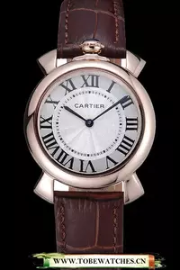 Cartier Rotonde Top Blue Crown Brown Leather Bracelet En59888