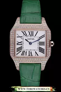 Cartier Santos 100 Diamond Rose Gold Bezel En59827