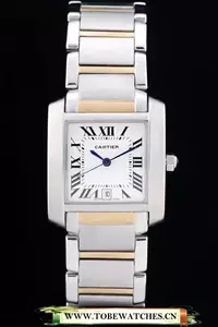 Cartier Tank Francaise 29mm White Dial Stainless Steel Case Two Tone Bracelet En57536
