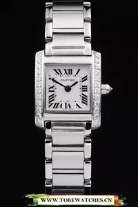 Cartier Tank Anglaise 20mm White Dial Diamonds Steel Case Stainless Steel Bracelet En57542