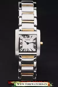 Cartier Tank Francaise 22mm White Dial Stainless Steel Case Two Tone Bracelet En57544