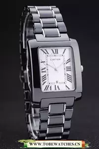 Cartier Tank Solo White Dial Black Ceramic Case And Bracelet En58503