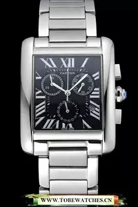 Cartier Tank Mc Black Dial Stainless Steel Case And Bracelet En60624