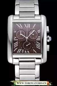 Cartier Tank Mc Brown Dial Stainless Steel Case And Bracelet En60625