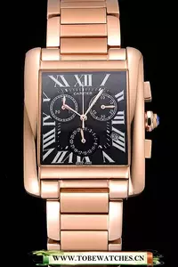 Cartier Tank Mc Black Dial Rose Gold Case And Bracelet En60629