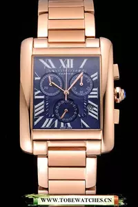 Cartier Tank Mc Navy Dial Rose Gold Case And Bracelet En60630