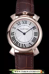 Cartier Rotonde Blue Crown Brown Leather Bracelet En118389