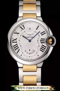 Cartier Ballon Bleu Two Timezone White Dial Silver Case Gold And Silver Bracelet En124496