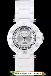 Cartier Pasha 39mm Silver Dial White Ceramic Case En4631