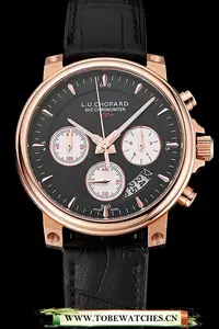 Chopard L.u.c 8hf Power Control Black Dial Black Leather Bracelet En124454