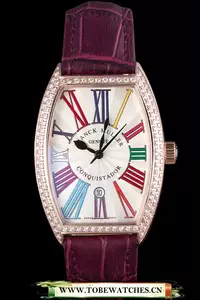 Franck Muller Casablanca Purple Croco Leather Band Crystal Encrusted Bezel En59724