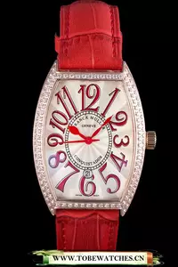 Franck Muller Casablanca Red Croco Leather Band Crystal Encrusted Bezel En59731