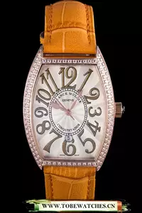 Franck Muller Casablanca Yellow Croco Leather Band Crystal Encrusted Bezel En59733