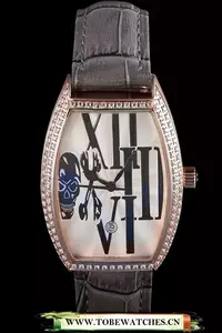 Franck Muller Casablanca Dark Grey Croco Leather Band Crystal Encrusted Bezel En59736